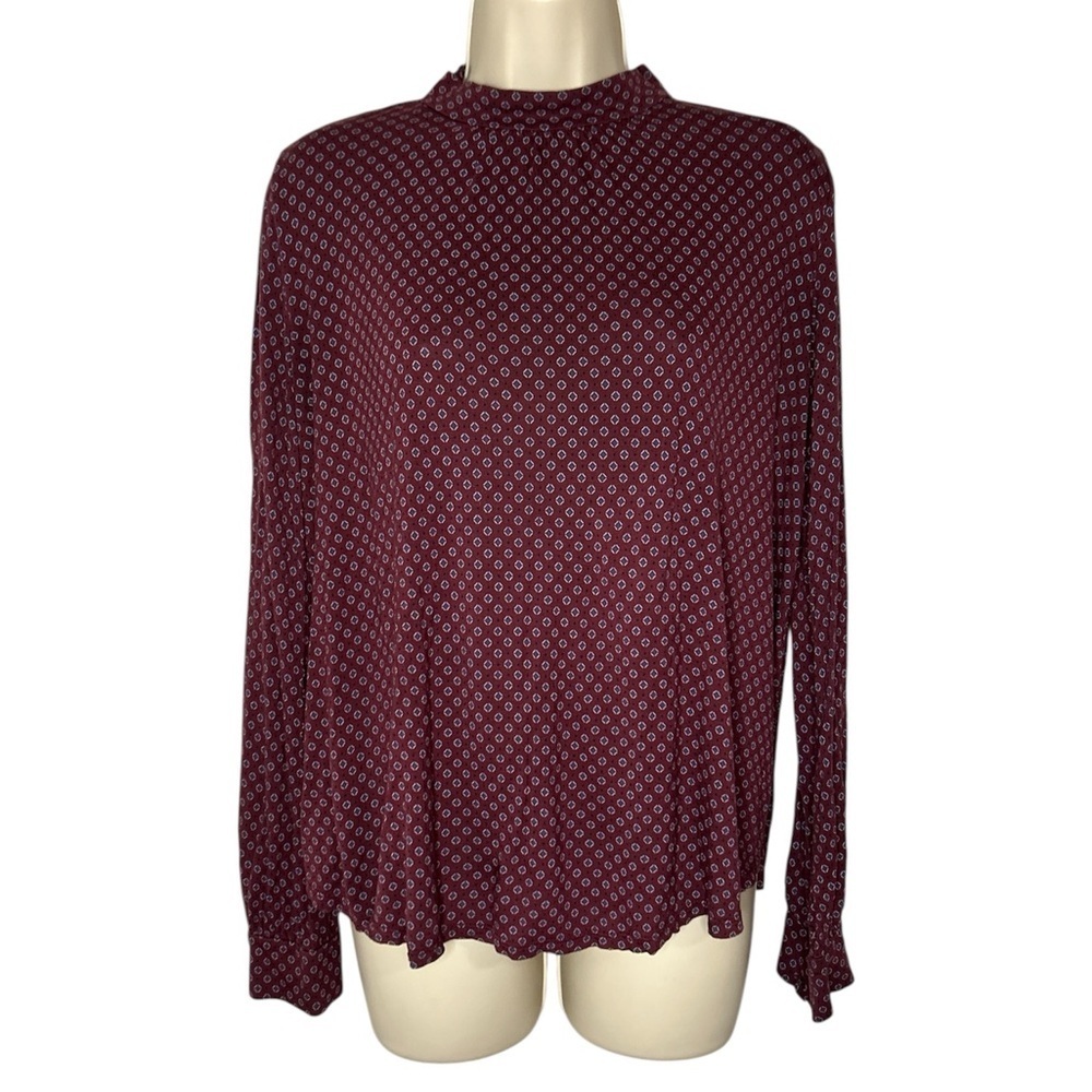 LOFT Burgundy Geometric Blouse